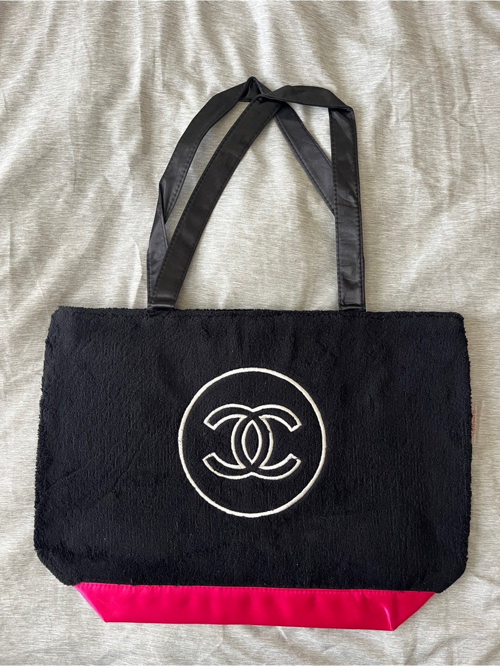 NEW Chanel Precision Black & Pink Logo Tote Bag